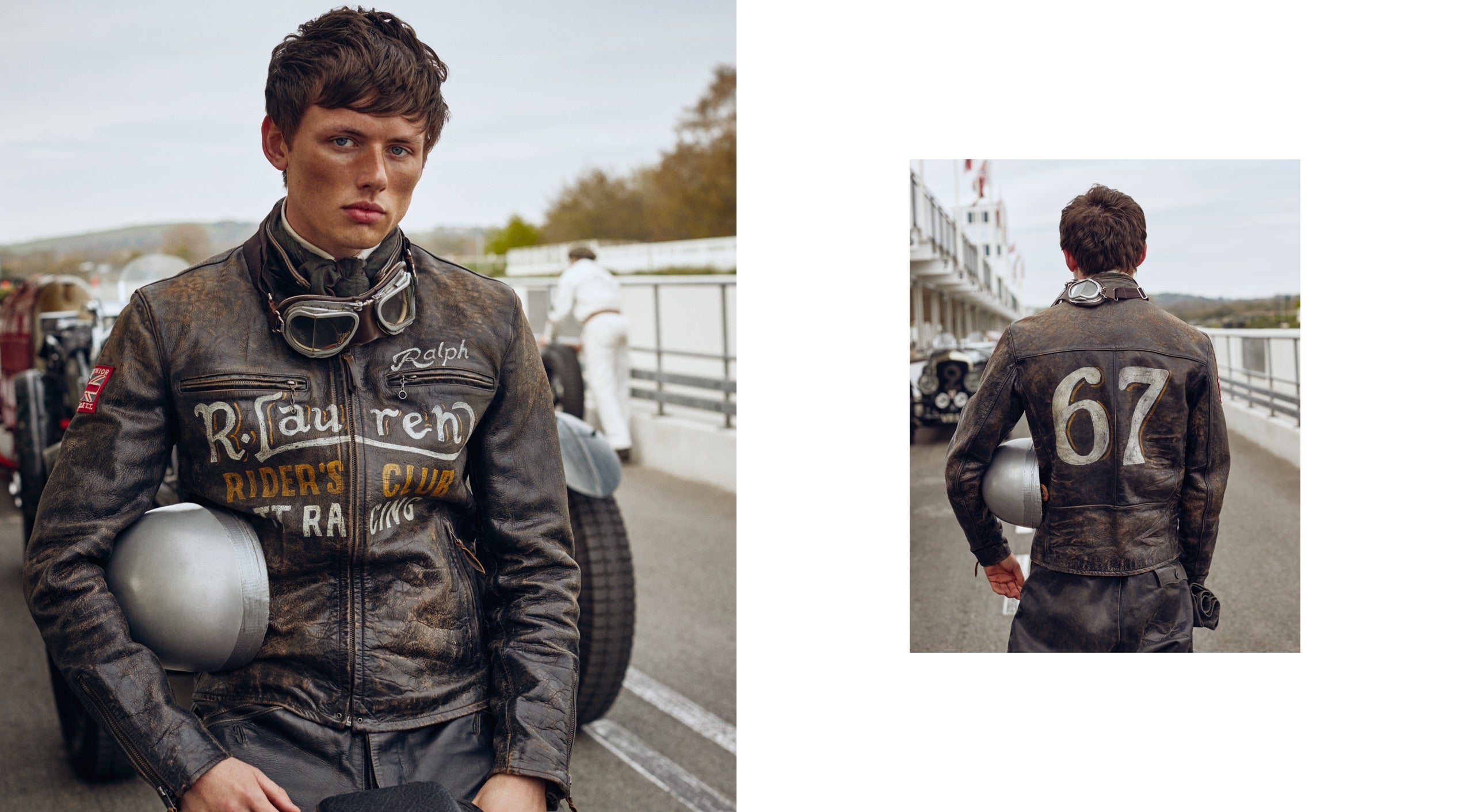 <strong>ON LOCATION</strong><br/><span>This season of Polo Originals, inspired by the golden era of Grand Prix car racing, was photographed at the Goodwood Motor Circuit, which is located in West Sussex, on the 12,000-acre Goodwood Estate. The Circuit has since become known for hosting a number of prestigious motorsport events, including the famous Festival of Speed and Revival.</span> <br/><rlmag_link href="https://www.ralphlauren.pl/en/search?cgid=brands-prl-tough-and-refined-cg"><button class="shop-collection">Shop the Story</button></rlmag_link>
