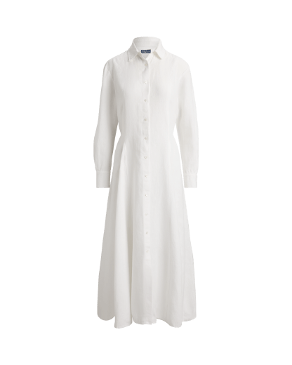 Self-Tie Linen Shirtdress