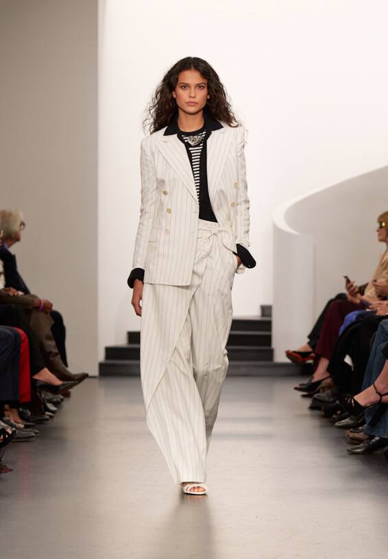 A look from Ralph Lauren’s Fall 2025 runway show shown on model.