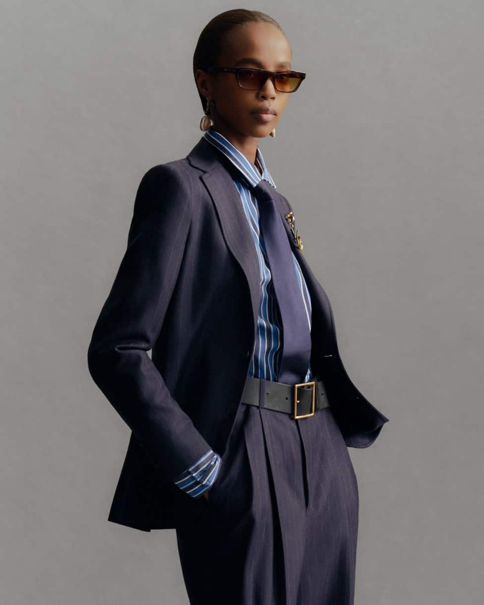 Single-Breasted Pinstripe Wool Blazer