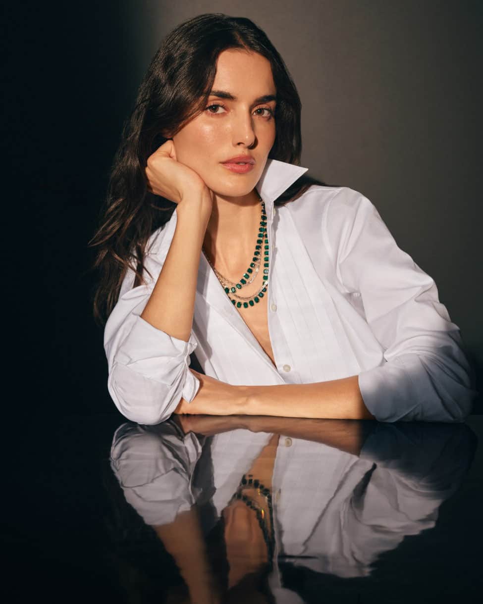 Rhodium-Plated Stone Tennis Necklace
