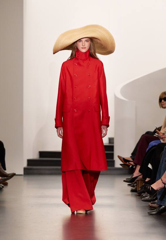 A look from Ralph Lauren’s Fall 2025 runway show shown on model.