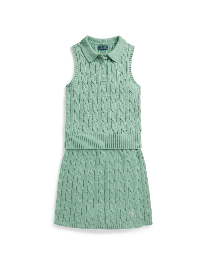 Sweter Polo i spódnica z zakładką